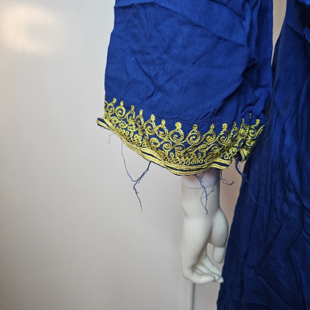 Elegant Blue and Gold Women's Swim Cover-Up Size S - Picture 7 of 12